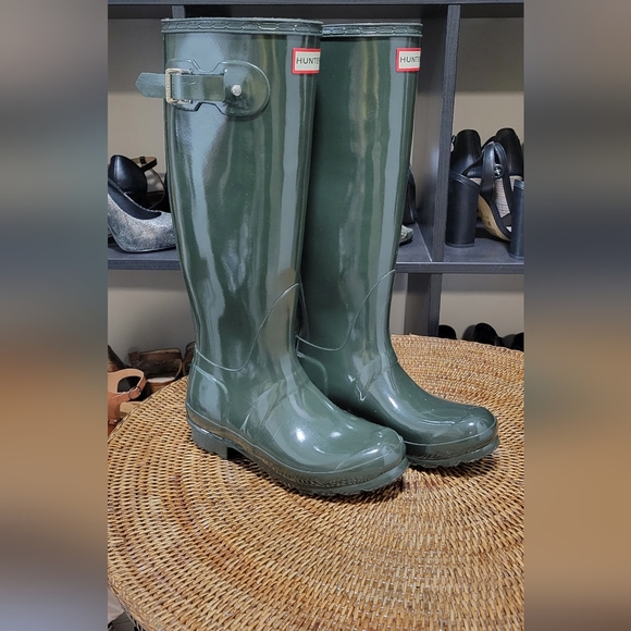 Hunter Tall Rain Boots Sz 6 Green - Picture 1 of 6